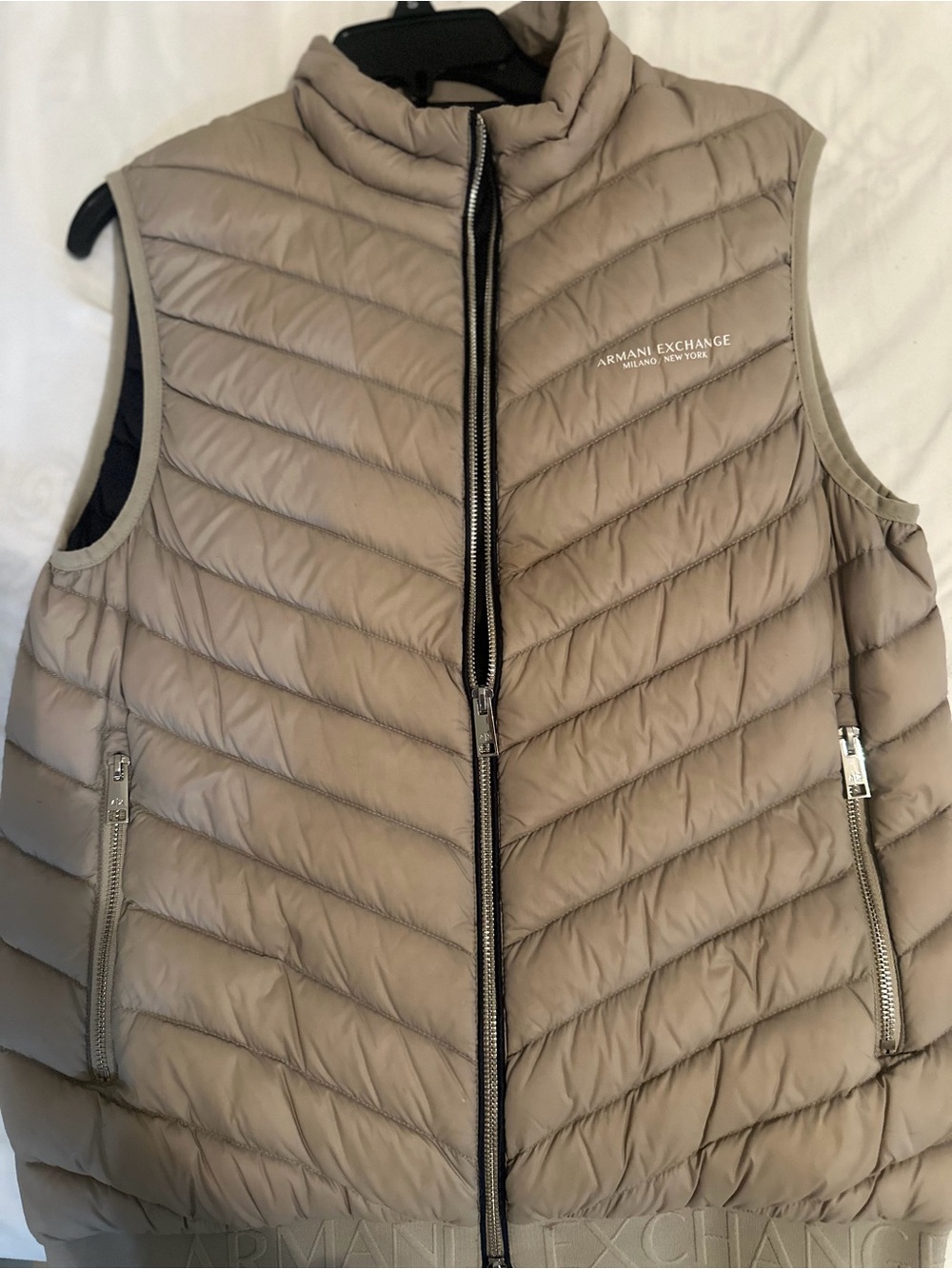 Armani Exchange Men Taupe Quilted Puffer Vest - Shell Beige